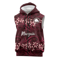 Personalised Cook Islands Mangaia Sleeveless Zip Hoodie Tiare Maori Polynesian Waves Tattoo