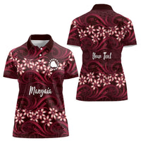 Personalised Cook Islands Mangaia Women Polo Shirt Tiare Maori Polynesian Waves Tattoo LT14 - Polynesian Pride
