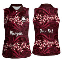 Personalised Cook Islands Mangaia Women Sleeveless Polo Shirt Tiare Maori Polynesian Waves Tattoo