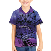 Philippines Father's Day Family Matching Long Sleeve Bodycon Dress and Hawaiian Shirt Polynesian Tattoo Galaxy Vibes