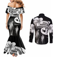 Guam Father's Day Couples Matching Mermaid Dress and Long Sleeve Button Shirt Chamorro Latte Stone Polynesian Pattern LT14 - Polynesian Pride