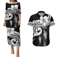 Guam Father's Day Couples Matching Puletasi and Hawaiian Shirt Chamorro Latte Stone Polynesian Pattern LT14 Black - Polynesian Pride