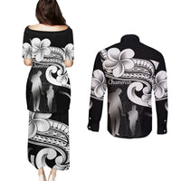 Guam Father's Day Couples Matching Puletasi and Long Sleeve Button Shirt Chamorro Latte Stone Polynesian Pattern LT14 - Polynesian Pride