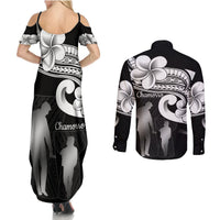 Guam Father's Day Couples Matching Summer Maxi Dress and Long Sleeve Button Shirt Chamorro Latte Stone Polynesian Pattern LT14 - Polynesian Pride