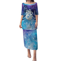 New Zealand Matariki Puletasi Aotearoa Maori New Year Manaia Galaxy Vibes LT14 Long Dress Blue - Polynesian Pride