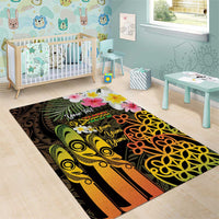 Personalised Vanuatu Independence Day Area Rug Carving Drum Sand Drawing Turtle