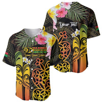 Personalised Vanuatu Independence Day Baseball Jersey Carving Drum Sand Drawing Turtle LT14 - Polynesian Pride