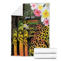 Personalised Vanuatu Independence Day Blanket Carving Drum Sand Drawing Turtle