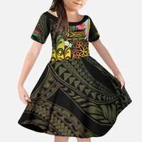 Personalised Vanuatu Independence Day Family Matching Summer Maxi Dress and Hawaiian Shirt Carving Drum Sand Drawing Turtle