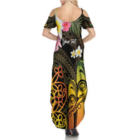 Personalised Vanuatu Independence Day Family Matching Summer Maxi Dress and Hawaiian Shirt Carving Drum Sand Drawing Turtle