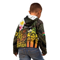 Personalised Vanuatu Independence Day Kid Hoodie Carving Drum Sand Drawing Turtle LT14 - Polynesian Pride