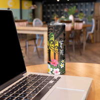 Personalised Vanuatu Independence Day Skinny Tumbler Carving Drum Sand Drawing Turtle