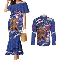 Samoa Independence Day Couples Matching Mermaid Dress and Long Sleeve Button Shirt 1962 Proud Samoan Warrior