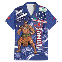 Samoa Independence Day Family Matching Mermaid Dress and Hawaiian Shirt 1962 Proud Samoan Warrior LT14 Dad's Shirt - Short Sleeve Blue - Polynesian Pride
