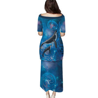 Paikea New Zealand Matariki Family Matching Puletasi and Hawaiian Shirt Humpback Whale Taniko Motifs Ocean Vibes