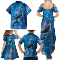 Paikea New Zealand Matariki Family Matching Summer Maxi Dress and Hawaiian Shirt Humpback Whale Taniko Motifs Ocean Vibes