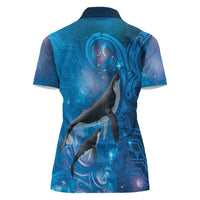Paikea New Zealand Matariki Women Polo Shirt Humpback Whale Taniko Motifs Ocean Vibes