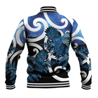 Piwakawaka New Zealand Matariki Baseball Jacket Maori New Year Silver Fern Blue Galaxy