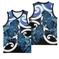 Piwakawaka New Zealand Matariki Basketball Jersey Maori New Year Silver Fern Blue Galaxy
