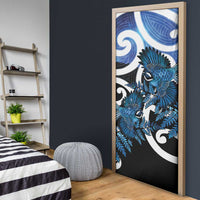 Piwakawaka New Zealand Matariki Door Cover Maori New Year Silver Fern Blue Galaxy
