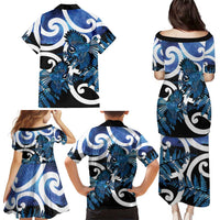 Piwakawaka New Zealand Matariki Family Matching Puletasi and Hawaiian Shirt Maori New Year Silver Fern Blue Galaxy