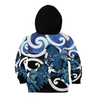 Piwakawaka New Zealand Matariki Kid Hoodie Maori New Year Silver Fern Blue Galaxy
