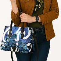 Piwakawaka New Zealand Matariki Leather Bag Maori New Year Silver Fern Blue Galaxy LT14 - Polynesian Pride