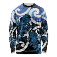 Piwakawaka New Zealand Matariki Long Sleeve Shirt Maori New Year Silver Fern Blue Galaxy