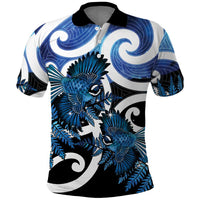Piwakawaka New Zealand Matariki Polo Shirt Maori New Year Silver Fern Blue Galaxy