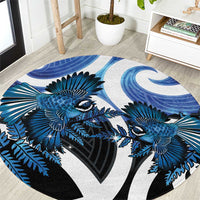 Piwakawaka New Zealand Matariki Round Carpet Maori New Year Silver Fern Blue Galaxy