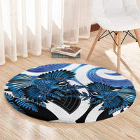 Piwakawaka New Zealand Matariki Round Carpet Maori New Year Silver Fern Blue Galaxy