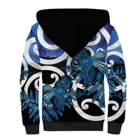 Piwakawaka New Zealand Matariki Sherpa Hoodie Maori New Year Silver Fern Blue Galaxy