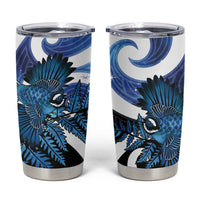 Piwakawaka New Zealand Matariki Tumbler Cup Maori New Year Silver Fern Blue Galaxy
