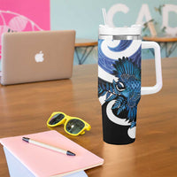 Piwakawaka New Zealand Matariki Tumbler With Handle Maori New Year Silver Fern Blue Galaxy