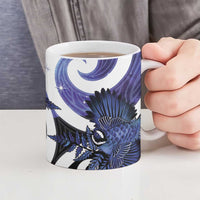 Piwakawaka New Zealand Matariki Ceramic Mug Maori New Year Silver Fern Purple Galaxy