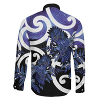 Piwakawaka New Zealand Matariki Family Matching Long Sleeve Bodycon Dress and Hawaiian Shirt Maori New Year Silver Fern Purple Galaxy LT14 - Polynesian Pride