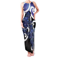 Piwakawaka New Zealand Matariki Family Matching Tank Maxi Dress and Hawaiian Shirt Maori New Year Silver Fern Purple Galaxy