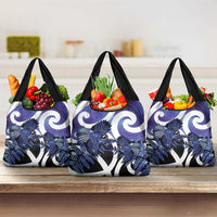 Piwakawaka New Zealand Matariki Grocery Bag Maori New Year Silver Fern Purple Galaxy