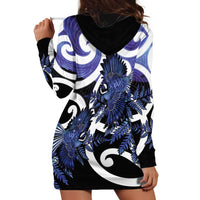 Piwakawaka New Zealand Matariki Hoodie Dress Maori New Year Silver Fern Purple Galaxy