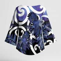 Piwakawaka New Zealand Matariki Kimono Sleeve Blouse Maori New Year Silver Fern Purple Galaxy