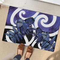 Piwakawaka New Zealand Matariki Rubber Doormat Maori New Year Silver Fern Purple Galaxy