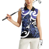 Piwakawaka New Zealand Matariki Women Sleeveless Polo Shirt Maori New Year Silver Fern Purple Galaxy LT14 - Polynesian Pride