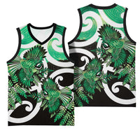Piwakawaka New Zealand Matariki Basketball Jersey Maori New Year Silver Fern Green Galaxy