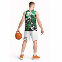 Piwakawaka New Zealand Matariki Basketball Jersey Maori New Year Silver Fern Green Galaxy