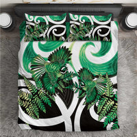 Piwakawaka New Zealand Matariki Bedding Set Maori New Year Silver Fern Green Galaxy LT14 Green - Polynesian Pride