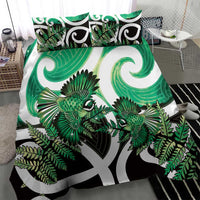 Piwakawaka New Zealand Matariki Bedding Set Maori New Year Silver Fern Green Galaxy LT14 - Polynesian Pride