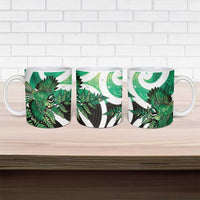 Piwakawaka New Zealand Matariki Ceramic Mug Maori New Year Silver Fern Green Galaxy