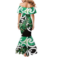 Piwakawaka New Zealand Matariki Family Matching Mermaid Dress and Hawaiian Shirt Maori New Year Silver Fern Green Galaxy LT14 - Polynesian Pride