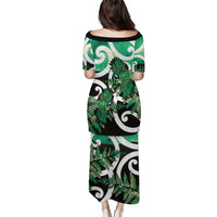 Piwakawaka New Zealand Matariki Family Matching Puletasi and Hawaiian Shirt Maori New Year Silver Fern Green Galaxy LT14 - Polynesian Pride