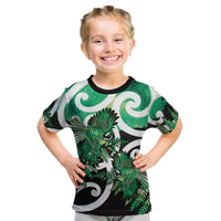 Piwakawaka New Zealand Matariki Kid T Shirt Maori New Year Silver Fern Green Galaxy